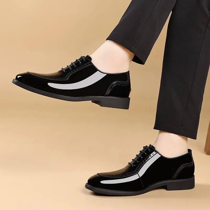 Fashion Pointed Toe Lace up Low Top Formal Business Office Derby Shoes Tuxedo Shoes for Men
