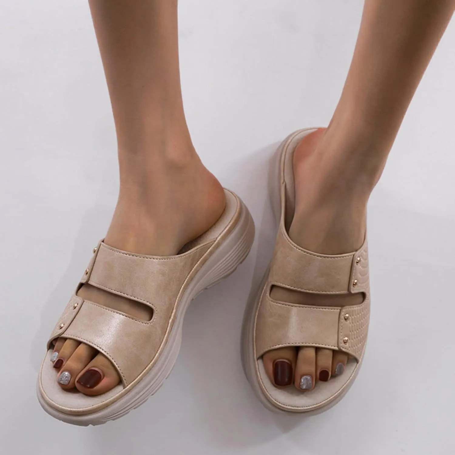 Fashion Thick Bottom Sandals for Women Summer Platform Comfortable Low Wedges Slides Casual Sandals for Women