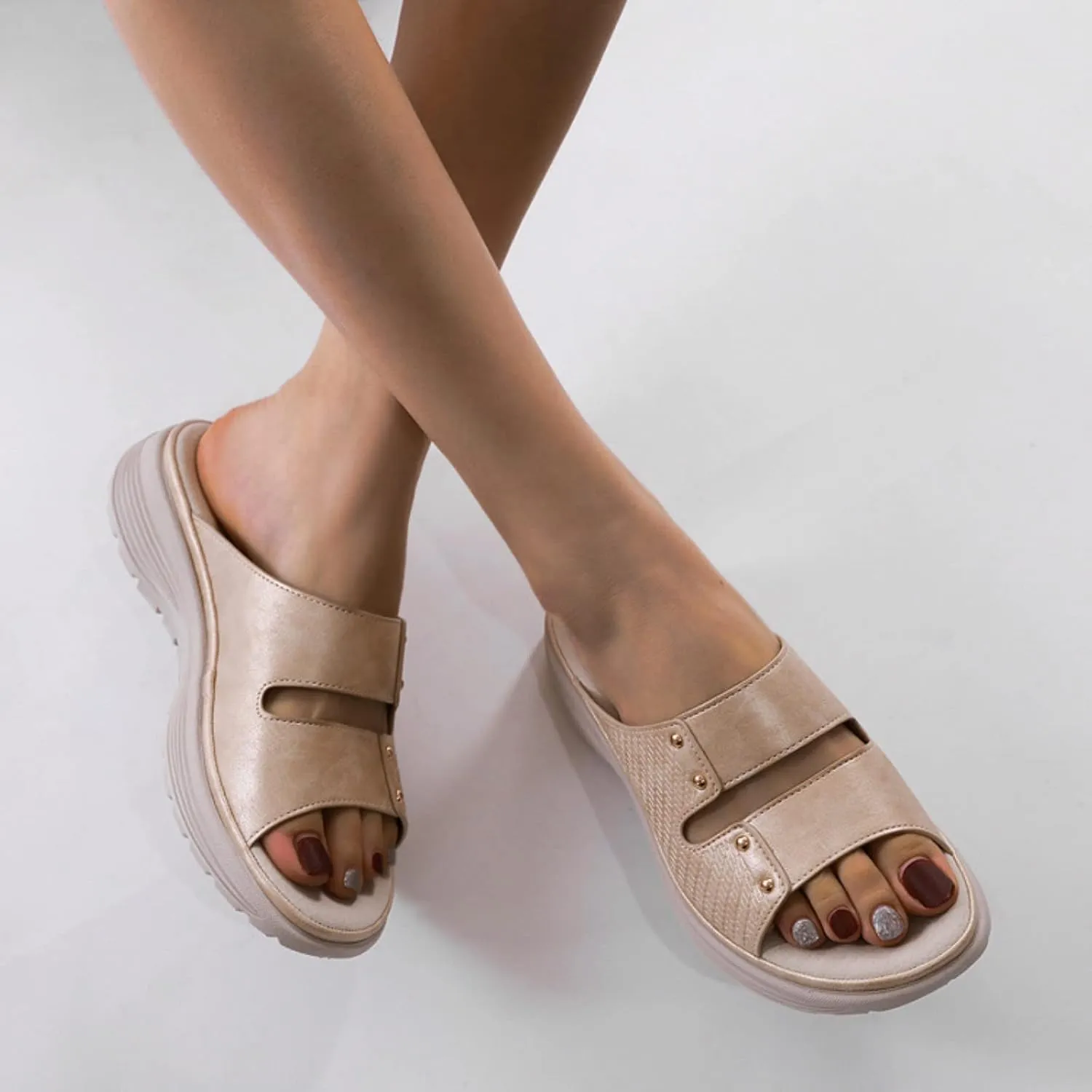 Fashion Thick Bottom Sandals for Women Summer Platform Comfortable Low Wedges Slides Casual Sandals for Women