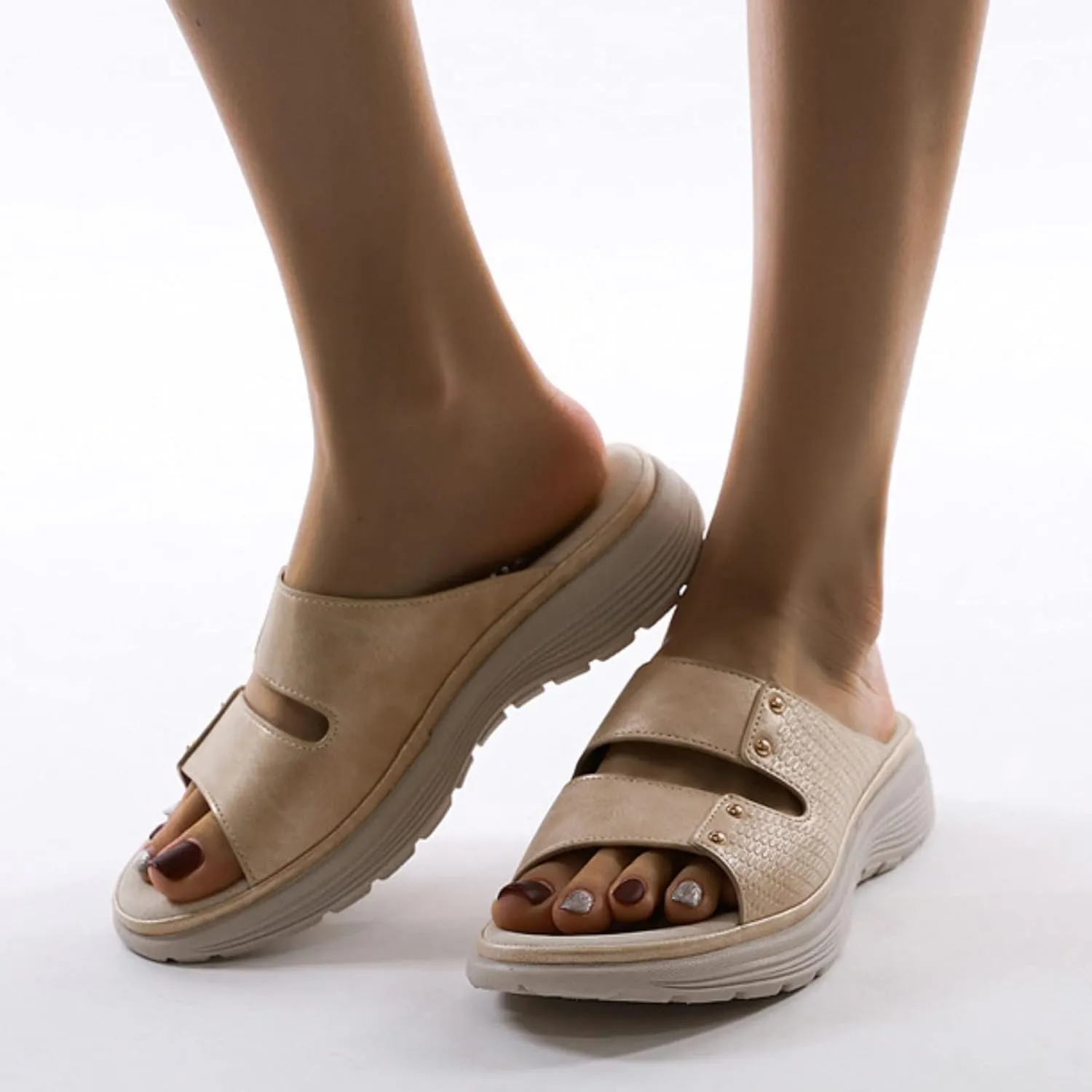 Fashion Thick Bottom Sandals for Women Summer Platform Comfortable Low Wedges Slides Casual Sandals for Women