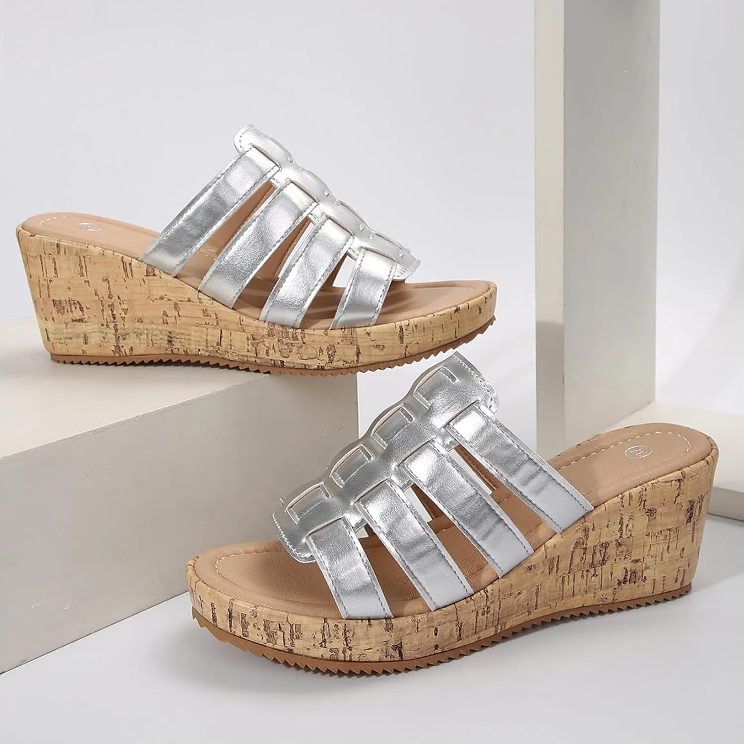 Fashion Wedge Sandals for Women Arch Support Slides Sandals Walking Shoes
