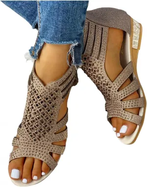 Gibobby Sandals for Women Summer Flat Sandals Buckle Ankle Strap Platform Sandals T Strap Beach Sandals