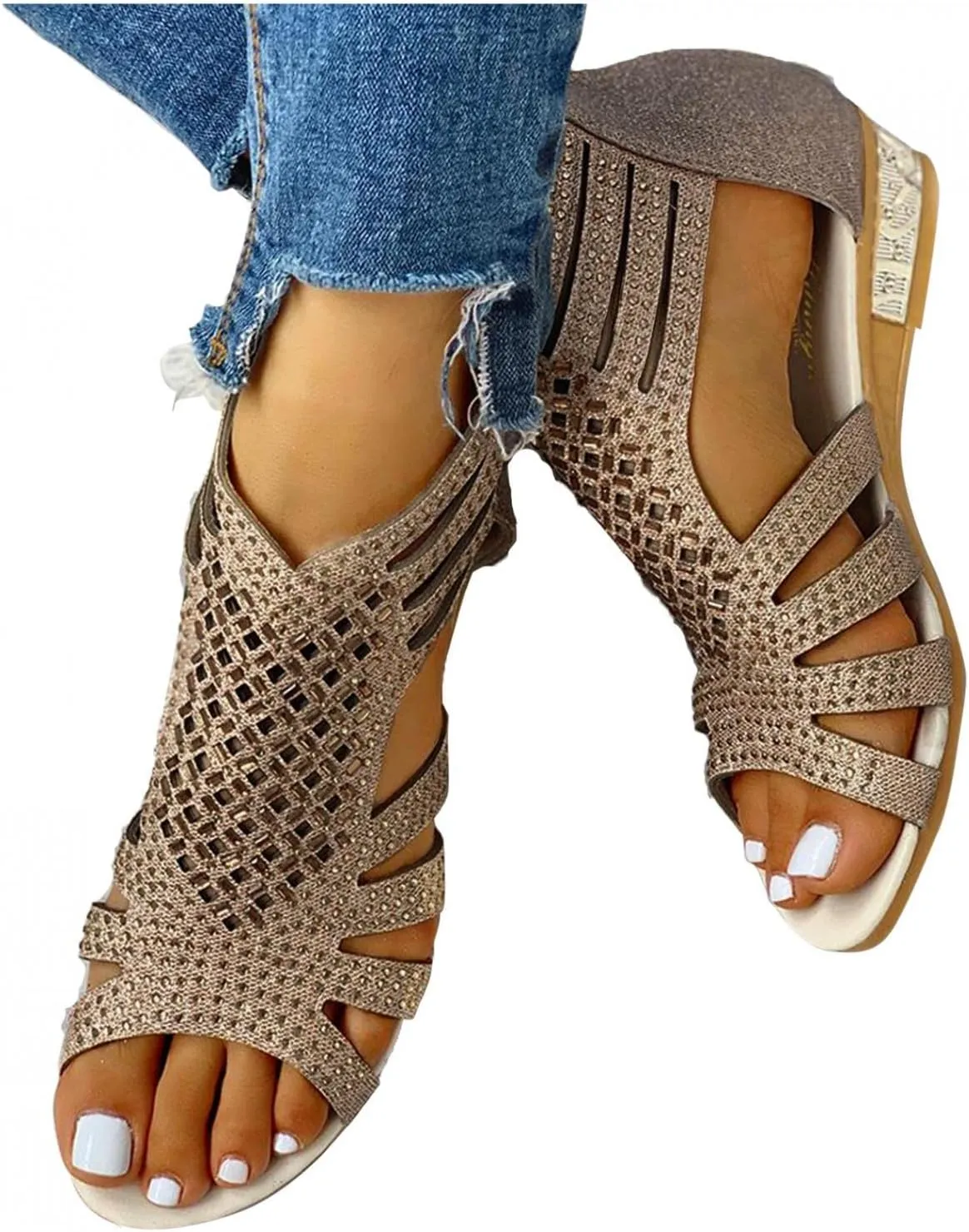Gibobby Sandals for Women Summer Flat Sandals Buckle Ankle Strap Platform Sandals T Strap Beach Sandals