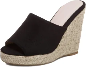 Gicoiz Espadrilles Platform Wedges Women Peep Toe Mule Slippers