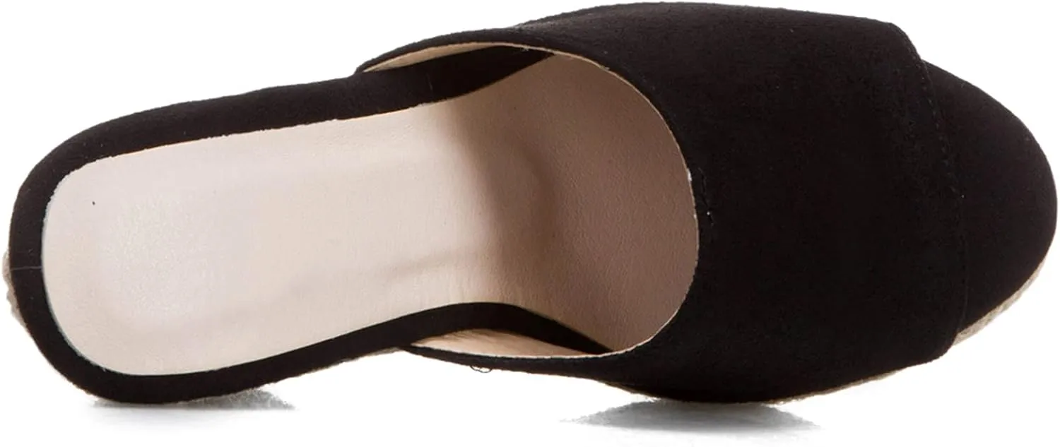 Gicoiz Espadrilles Platform Wedges Women Peep Toe Mule Slippers