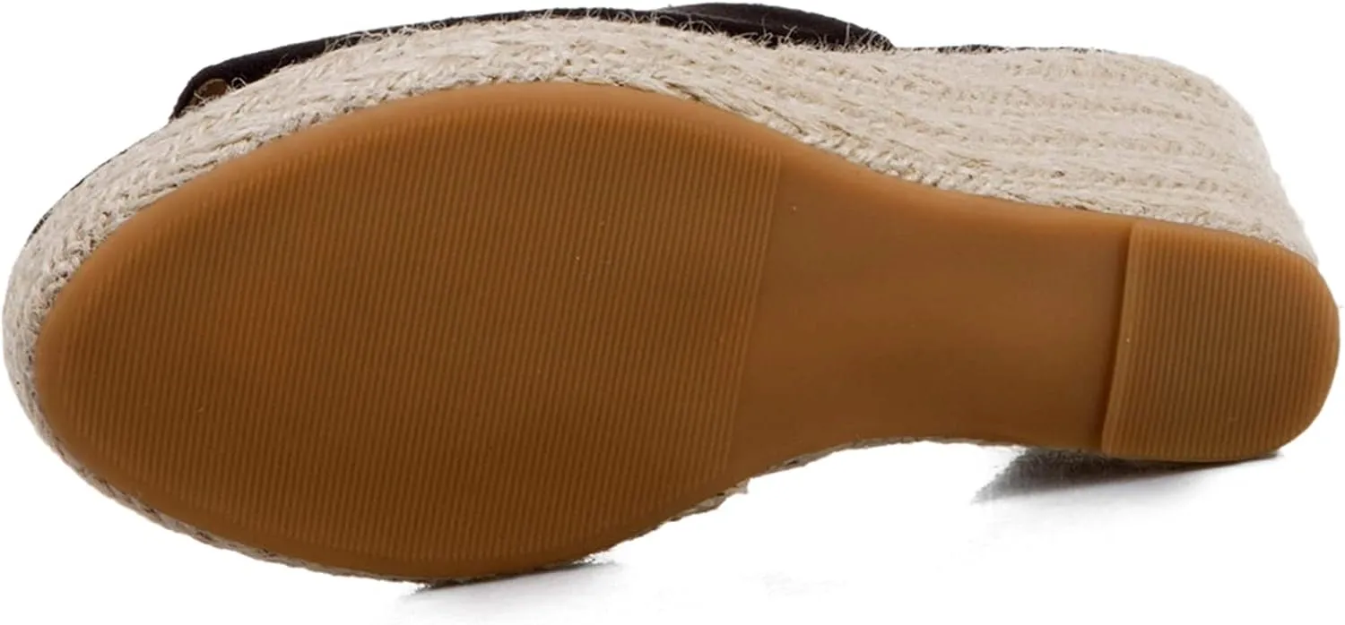 Gicoiz Espadrilles Platform Wedges Women Peep Toe Mule Slippers