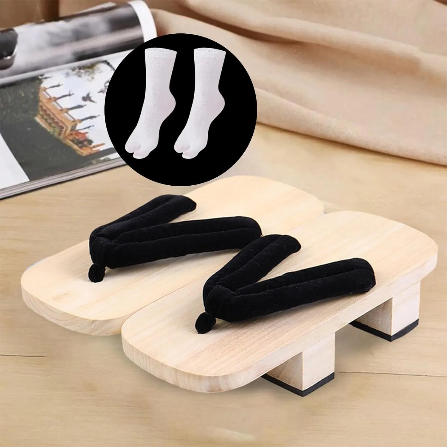 Japanese Wooden Clogs Slippers Casual Japanese for Men Women Portable Non Slip Sandals Japan Shoes Geta for Beach Daily
