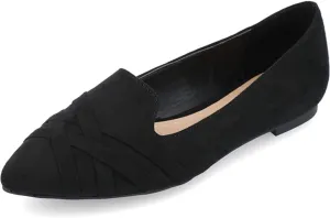Journee Collection Women's Mindee Width Slip On Pointed Toe Loafer Dress Flats Black - Size - 7 Wide