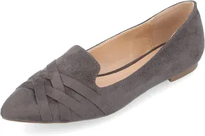 Journee Collection Women's Mindee Width Slip On Pointed Toe Loafer Dress Flats Grey - Size - 7 Wide