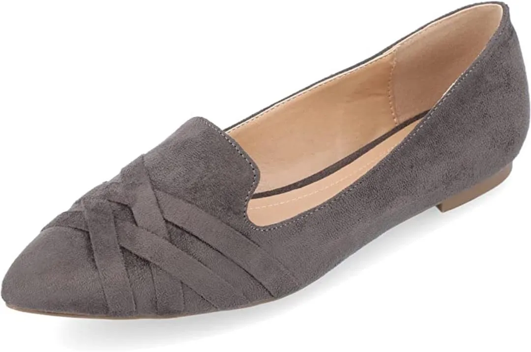 Journee Collection Women's Mindee Width Slip On Pointed Toe Loafer Dress Flats Grey - Size - 7 Wide
