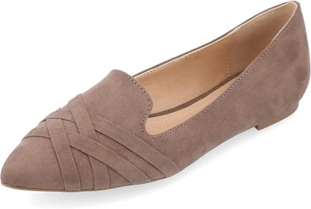 Journee Collection Women's Mindee Width Slip On Pointed Toe Loafer Dress Flats Taupe - Size - 8 Wide