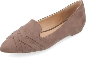 Journee Collection Women's Mindee Width Slip On Pointed Toe Loafer Dress Flats Taupe - Size - 8 Wide