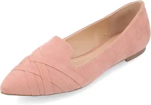 Journee Womens Mindee Wide Width Slip On Pointed Toe Loafer Dress Flats Blush