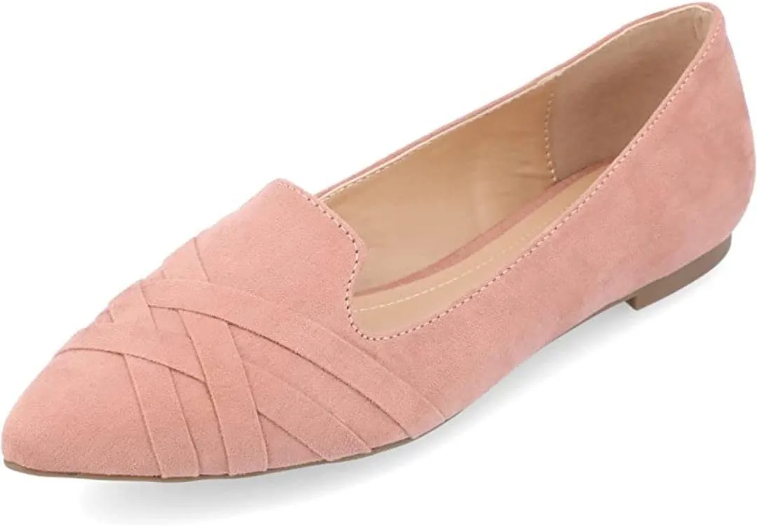 Journee Womens Mindee Wide Width Slip On Pointed Toe Loafer Dress Flats