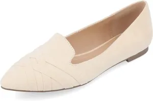 Journee Womens Mindee Wide Width Slip On Pointed Toe Loafer Dress Flats