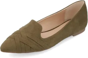 Journee Womens Mindee Wide Width Slip On Pointed Toe Loafer Dress Flats