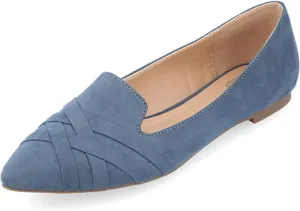 Journee Womens Mindee Wide Width Slip On Pointed Toe Loafer Dress Flats
