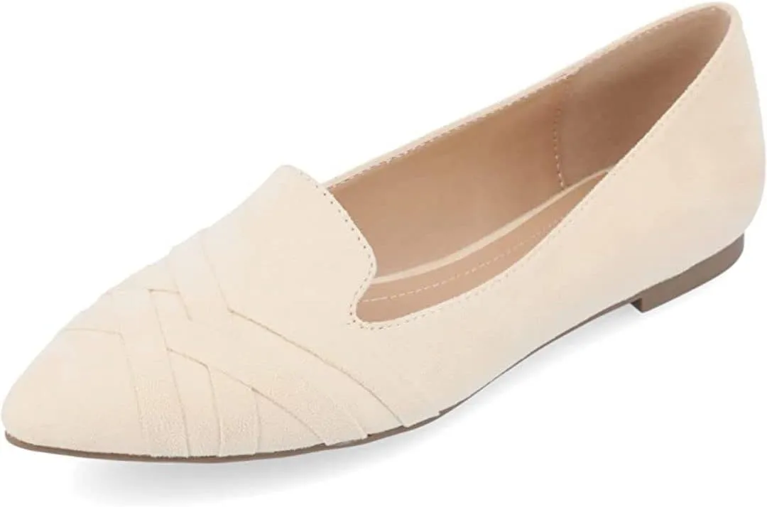 Journee Womens Mindee Wide Width Slip On Pointed Toe Loafer Dress Flats