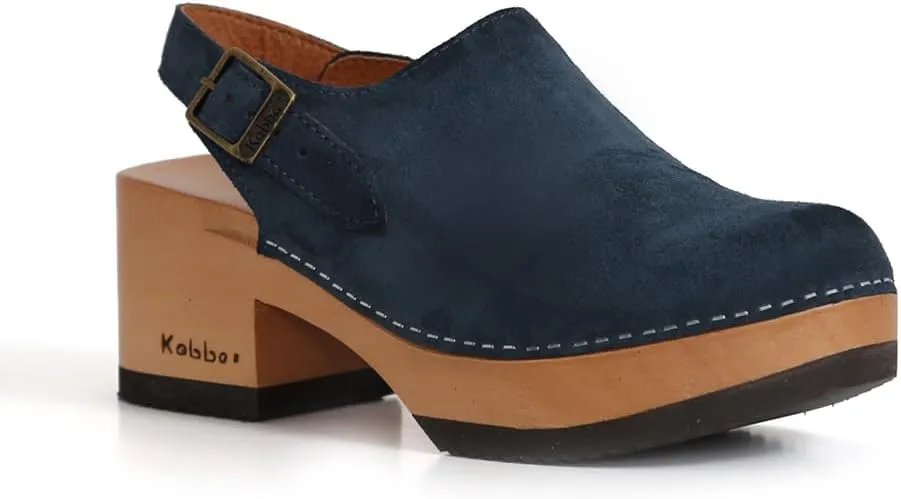 Kebba - Coco - Handmade Wooden Clogs with Genuine Leather and Adjustable Buckle for a