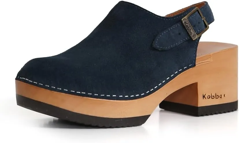 Kebba - Coco - Handmade Wooden Clogs with Genuine Leather and Adjustable Buckle for a