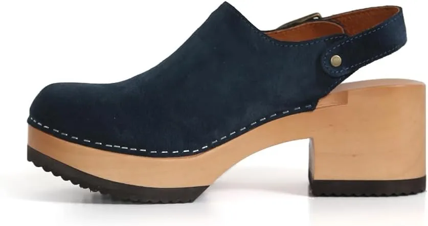 Kebba - Coco - Handmade Wooden Clogs with Genuine Leather and Adjustable Buckle for a