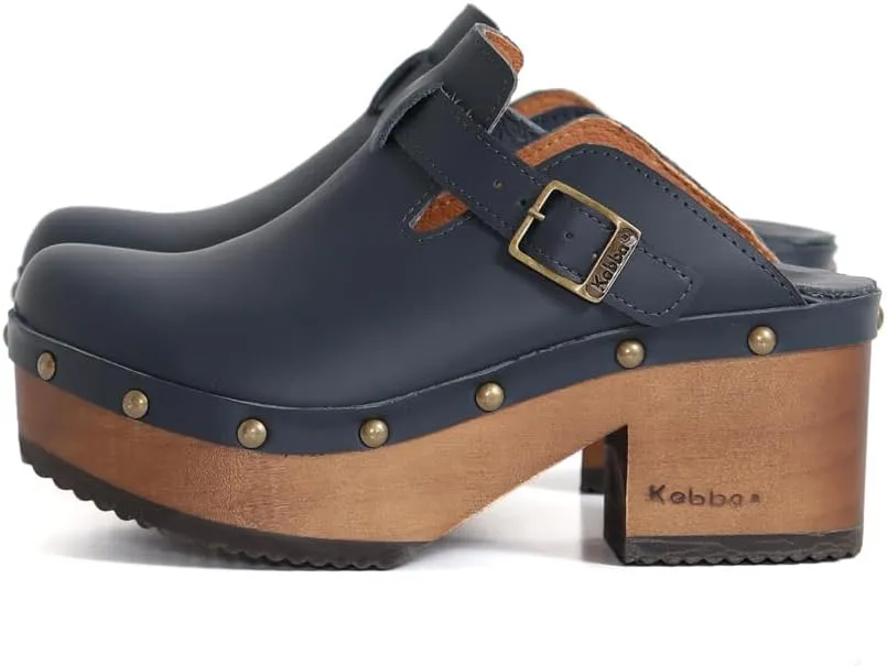 Kebba - Donna - Handmade Platform Clogs with Genuine Leather, Adjustable Buckle, and Leather Insole for Comfort