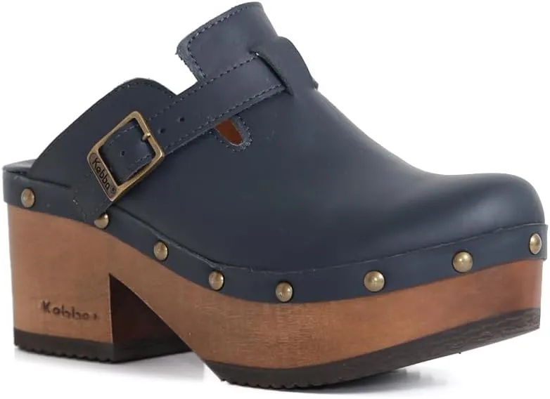 Kebba - Donna - Handmade Platform Clogs with Genuine Leather, Adjustable Buckle, and Leather Insole for Comfort