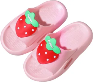 Kid Girl Straberry Bath Slippers Water Shoes Summer No Slip Soft Sole Slides Sandals Sweet Pattern Flip Flops