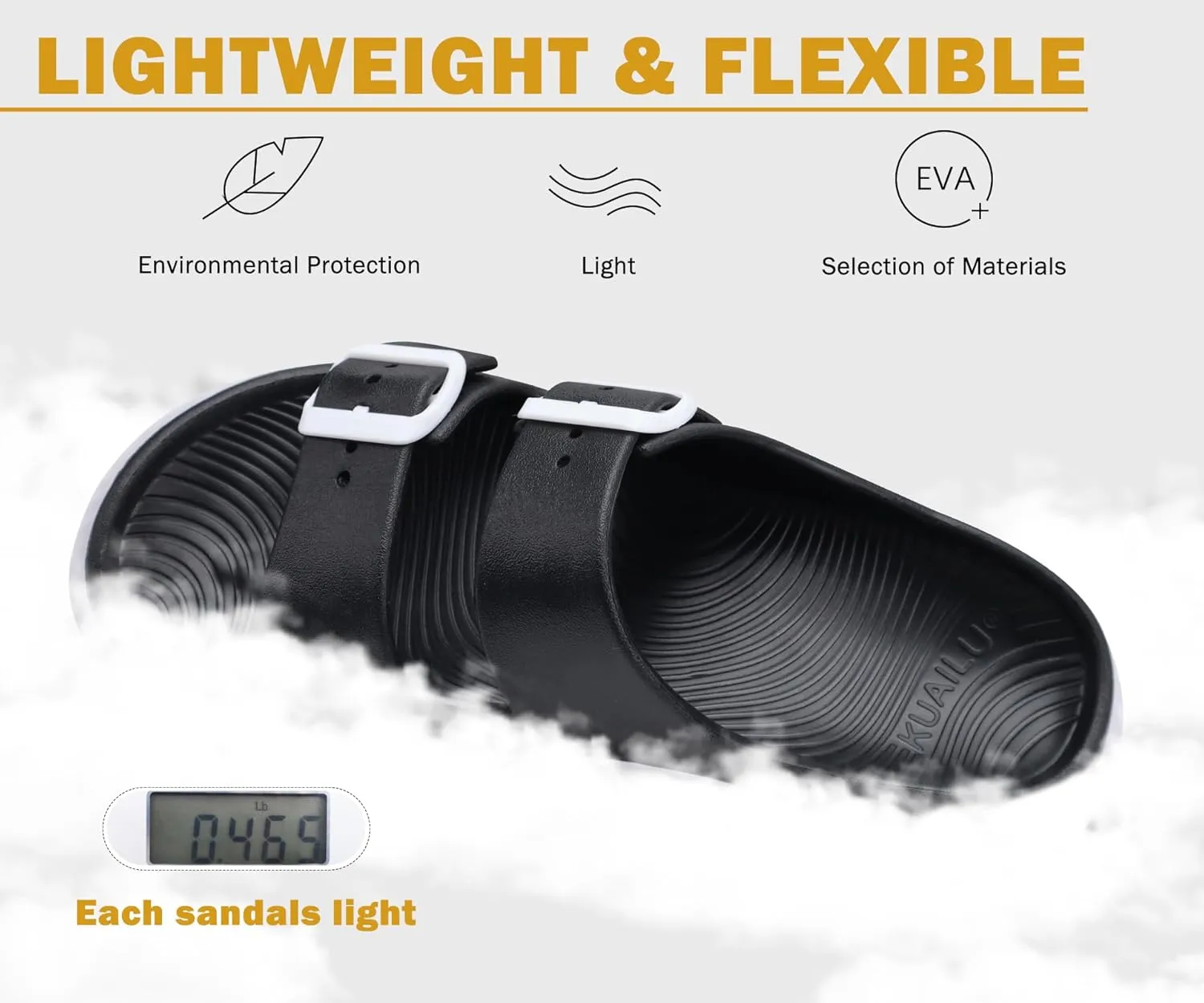 KuaiLu Womens Recovery Sandals With Comfortable Plantar Fasciitis Arch Support, Orthotic Adjustable Thick Cushion Sport Slides Reduces Stress on Feet, Joints & Back Post-Exercise