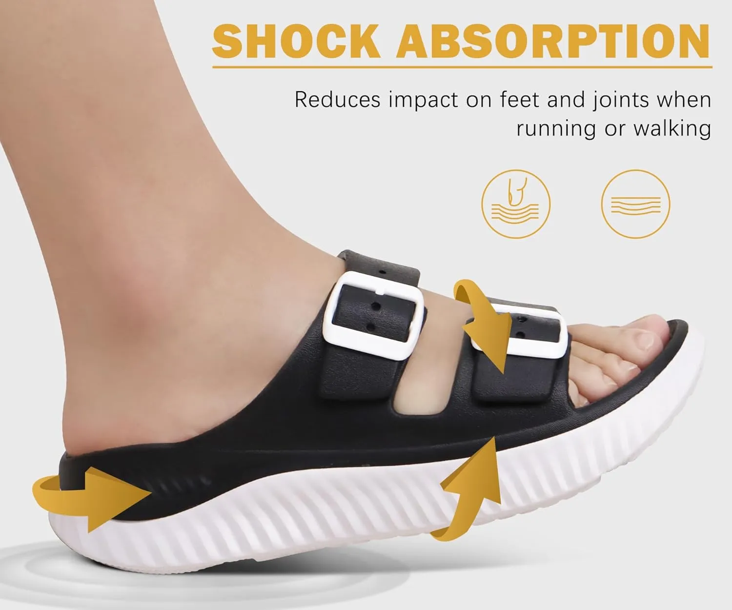 KuaiLu Womens Recovery Sandals With Comfortable Plantar Fasciitis Arch Support, Orthotic Adjustable Thick Cushion Sport Slides Reduces Stress on Feet, Joints & Back Post-Exercise