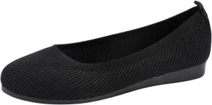 Ladies Fashion Solid Color Breathable Knitting Round Head Flat Comfortable Casual Single Shoes Cute Wedges Women Dressy