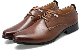 Leather Shoes Men's Casual Dress Shoes Fashion Men's Breathable Comfortable Business Lace Up Work Leisure Solid
