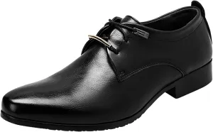 Leather Shoes Men's Casual Dress Shoes Fashion Men's Breathable Comfortable Business Lace Up Work Leisure Solid