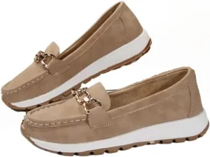 Loafers for Wome 2025，Orthopedic Platform with Chain,Round Retro Toe Comfortable Slip On Work Loafers, Low Top Round Toe Shoes,Comfortable Lightweight Slip on Shoes,Dressy Wide Width Platform