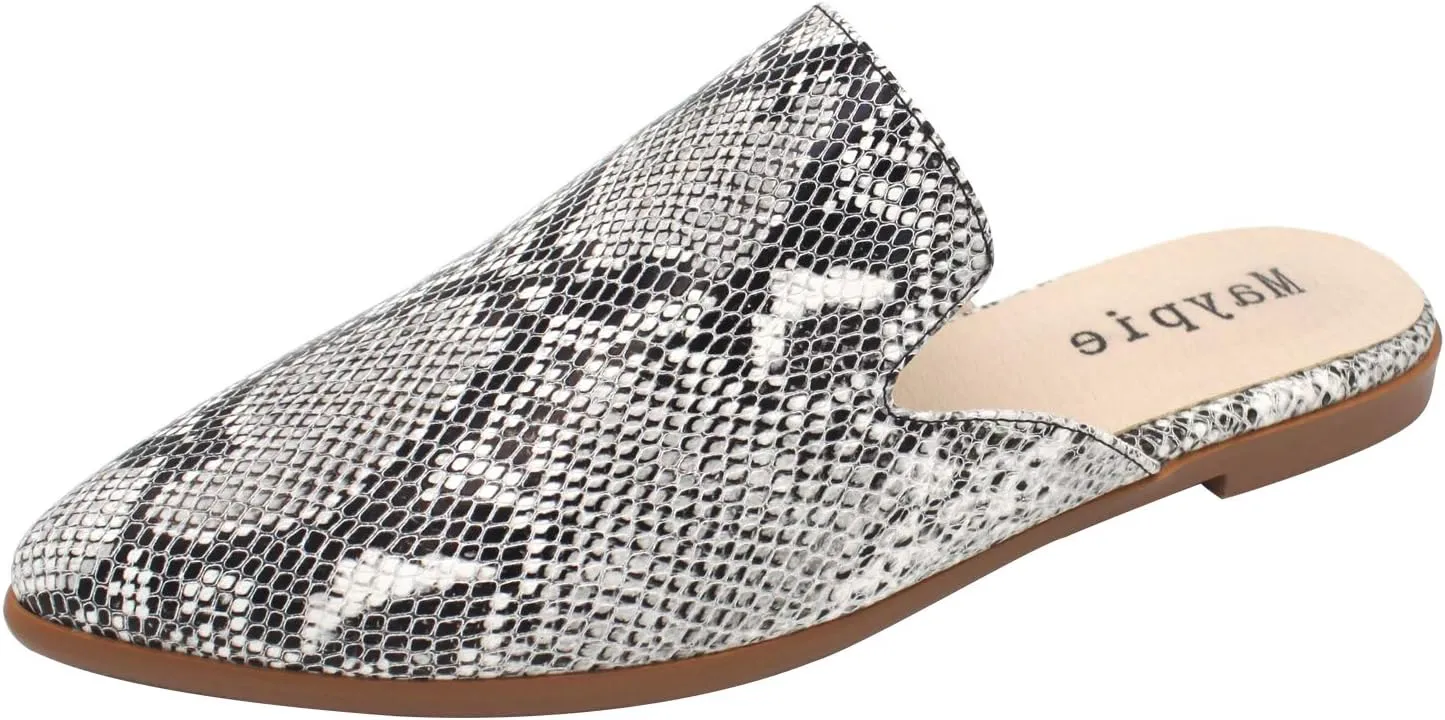 Maypie Womens Flat Mules Closed Pointed Toe Slip On Loafer Slides Backless Shoes
