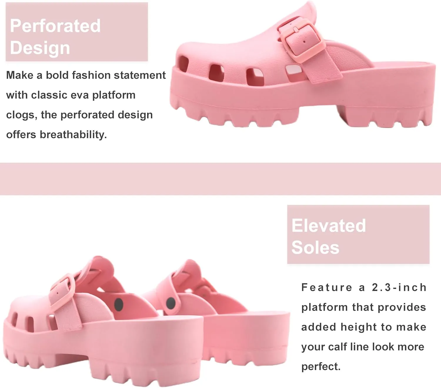Meetinspace Platform Clogs for Women Stylish Mules Clogs with Thick Sole Quick Drying Comfortable Slip On Sandals with Adjustable Strap