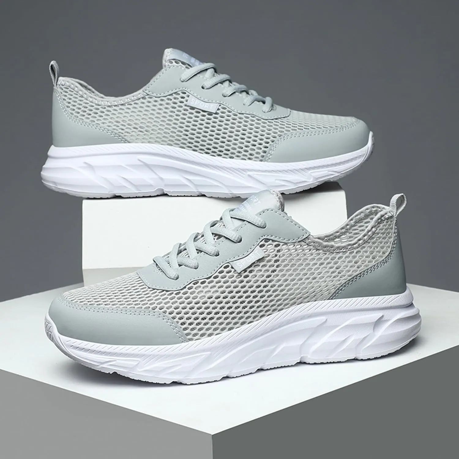 Men Sports Shoes Fashion New Pattern Simple Solid Flat Bottom Comfortable Mesh Breathable Lace Up Casual Sneaker Men Men's Sp