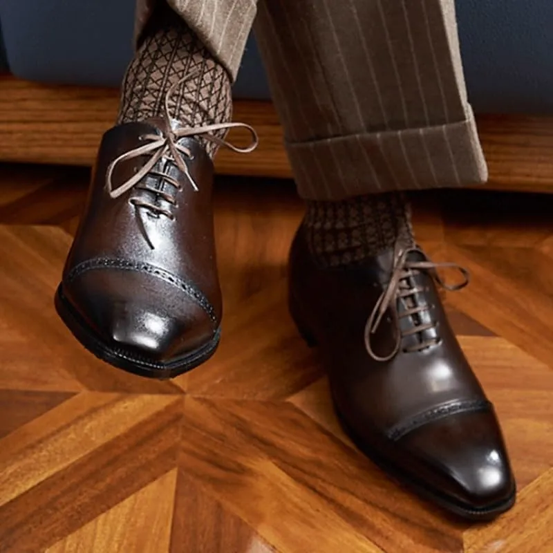 Men's Breathable Leather Wingtip Brogue Oxfords Men's Business Casual Loafers Patent r Formal Oxford Slip On Genuine Prom Suit Shoes