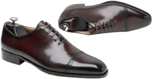 Men's Breathable Leather Wingtip Brogue Oxfords Men's Business Casual Loafers Patent r Formal Oxford Slip On Genuine Prom Suit Shoes