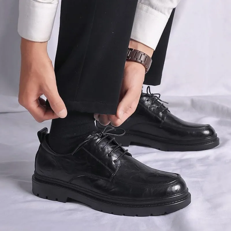 Men's Business Casual Loafers Patent Leather Formal Oxford Slip On Dress Shoes Men's Trendy Solid Slip On Derby Shoes