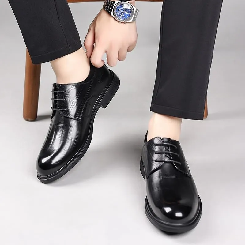 Men's Business Office Wedding Formal Modern Oxfords Leather Business Casual Scale Pattern Comfort Formal Shoes