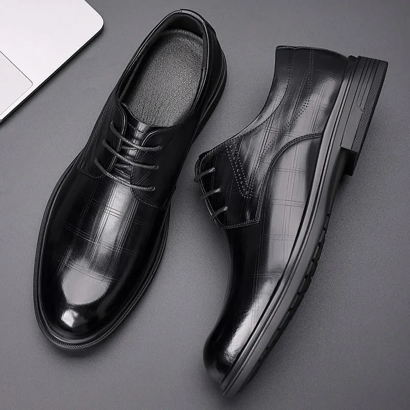 Men's Business Office Wedding Formal Modern Oxfords Leather Business Casual Scale Pattern Comfort Formal Shoes