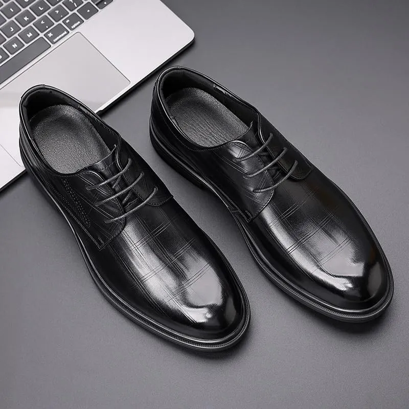 Men's Business Office Wedding Formal Modern Oxfords Leather Business Casual Scale Pattern Comfort Formal Shoes