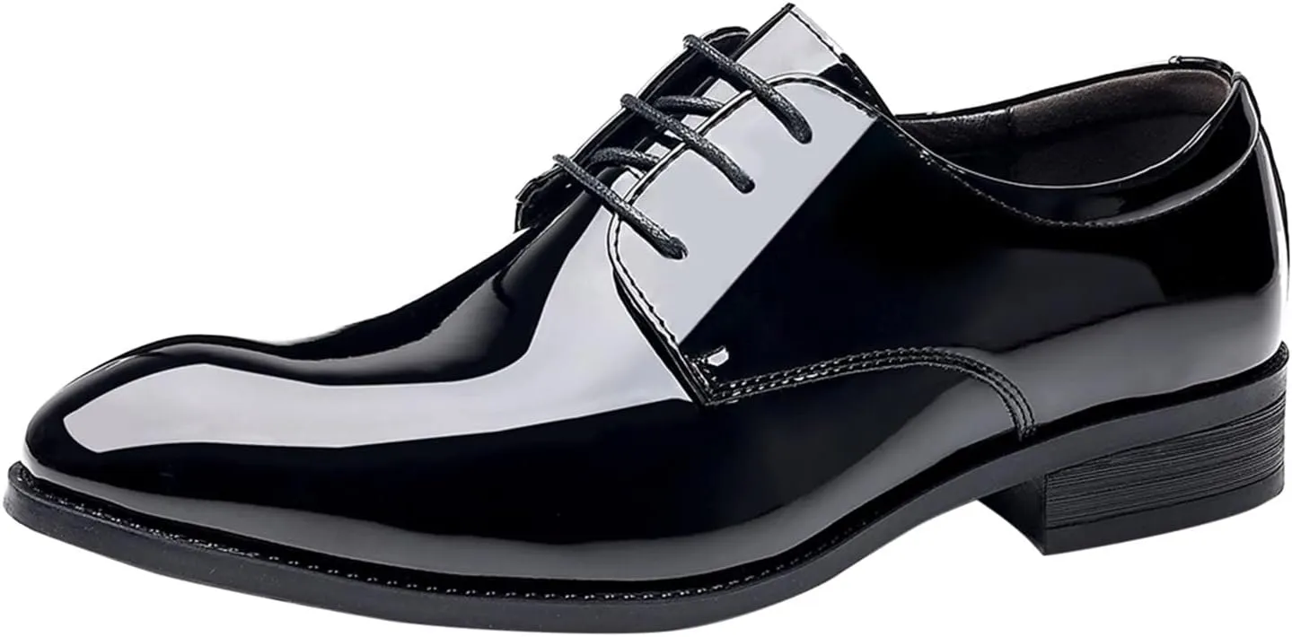 Men's Casual Dress Shoes Fashion Men's Breathable Comfortable Business Lace Up Leisure Solid Color Leather Shoes