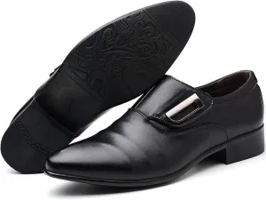 Men's Casual Dress Shoes Fashion Men's Breathable Comfortable Business Slip On Leisure Solid Color Leather Shoes