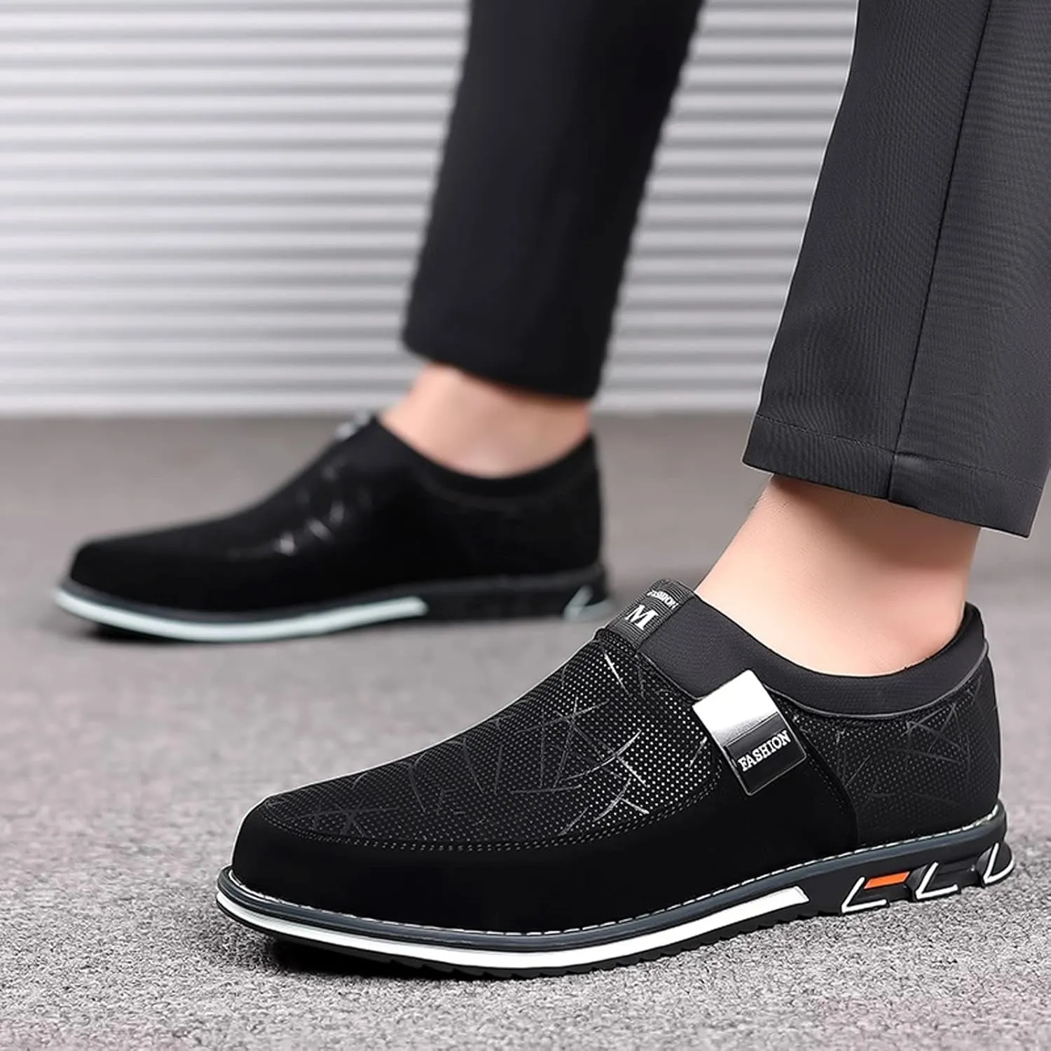 Men's Casual Dress Shoes Fashion Men's Breathable Comfortable Business Slip On Work Leisure Hit Color Leather