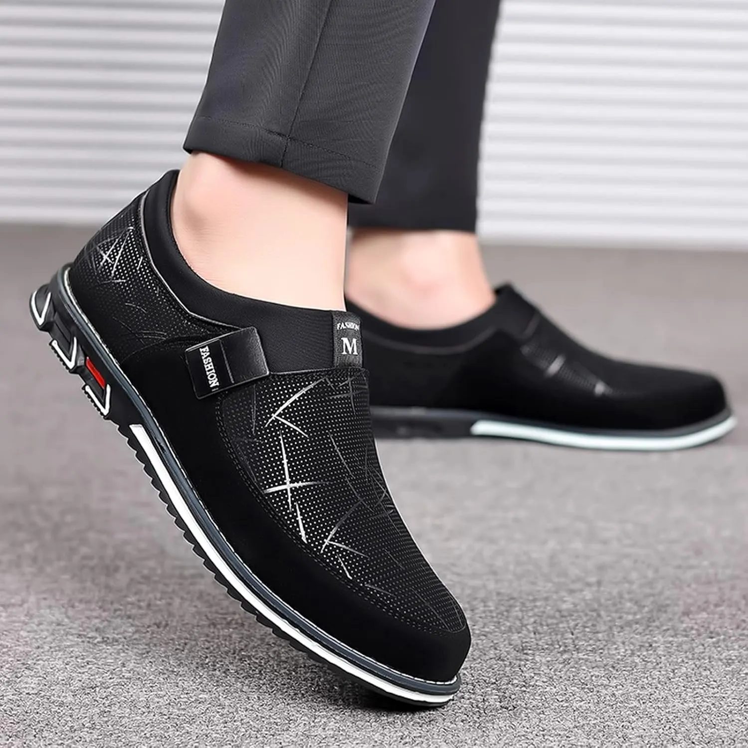 Men's Casual Dress Shoes Fashion Men's Breathable Comfortable Business Slip On Work Leisure Hit Color Leather