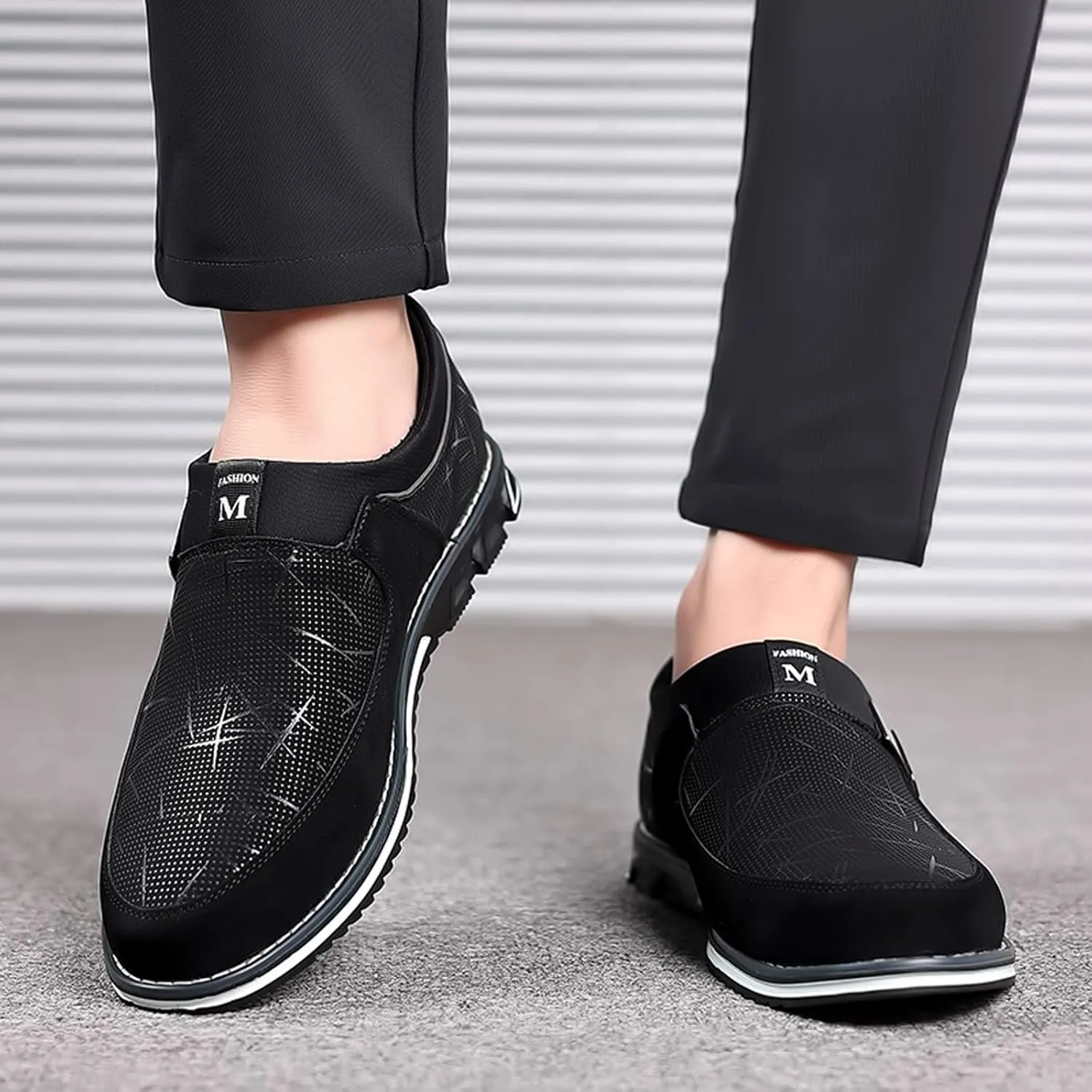 Men's Casual Dress Shoes Fashion Men's Breathable Comfortable Business Slip On Work Leisure Hit Color Leather