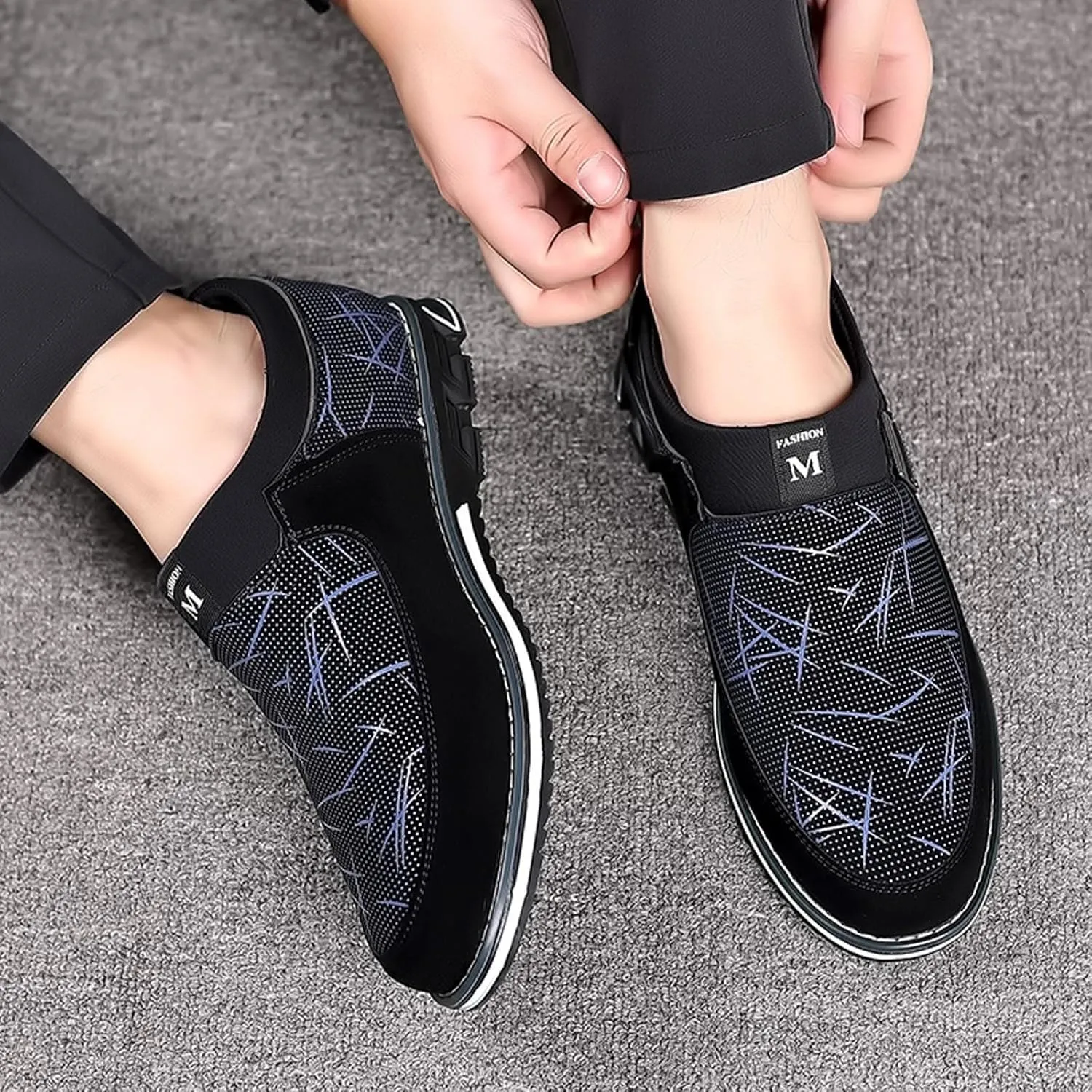 Men's Casual Dress Shoes Fashion Men's Breathable Comfortable Business Slip On Work Leisure Hit Color Leather