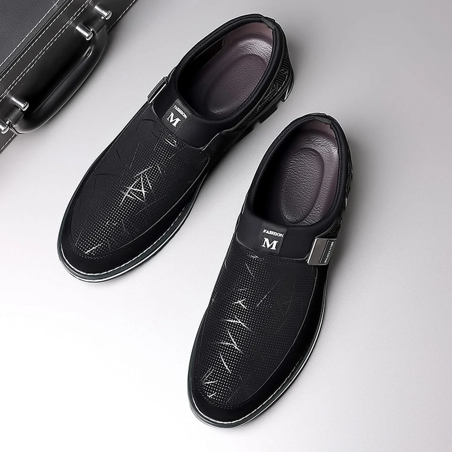 Men's Casual Dress Shoes Fashion Men's Breathable Comfortable Business Slip On Work Leisure Hit Color Leather